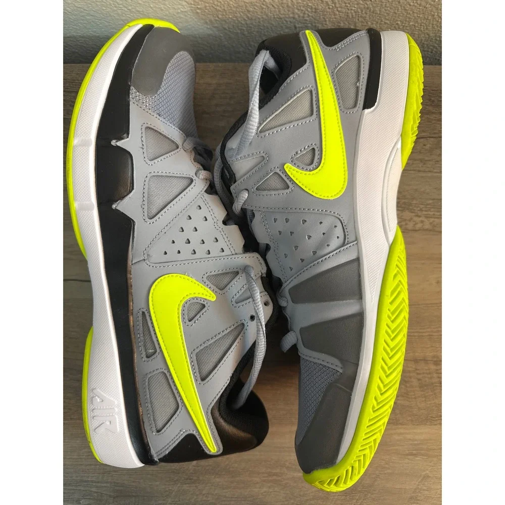 Nike Air Vapor Advantage Mens 12.5 Grey Black Volt Tennis Shoes 599359-070